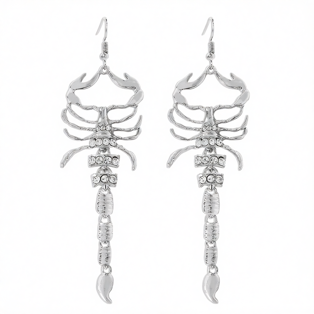 Cubic Zirconia & Silver-Plated Scorpion Drop Earrings