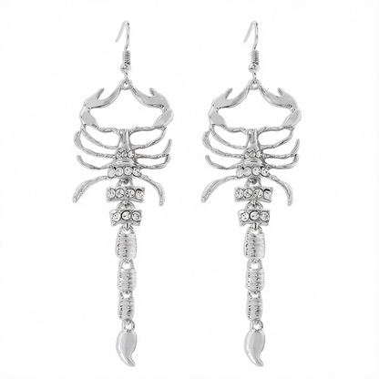 Cubic Zirconia & Silver-Plated Scorpion Drop Earrings