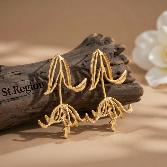 18K Gold-Plated Openwork Tulip Dangle Earrings