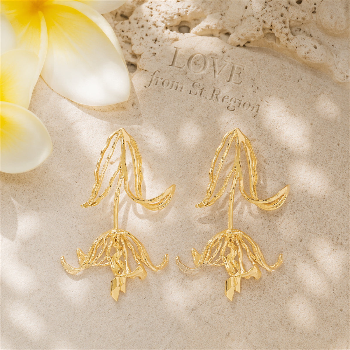 18K Gold-Plated Openwork Tulip Dangle Earrings
