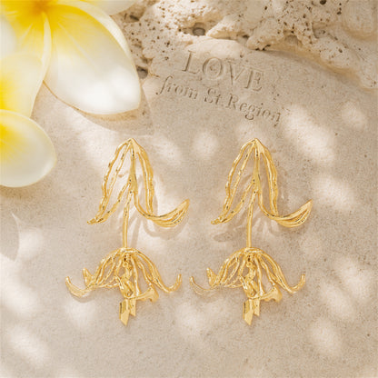 18K Gold-Plated Openwork Tulip Dangle Earrings