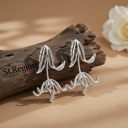 Silver-Plated Copper Openwork Tulip Dangle Earrings