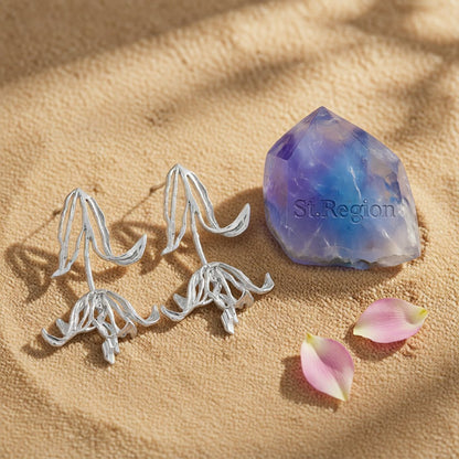 Silver-Plated Copper Openwork Tulip Dangle Earrings