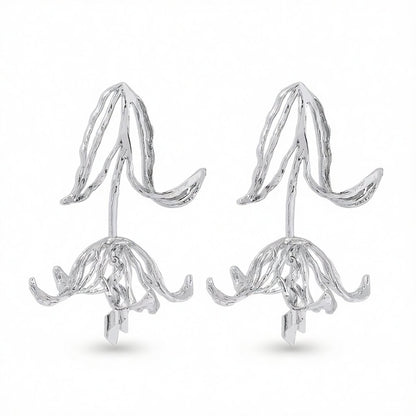 Silver-Plated Copper Openwork Tulip Dangle Earrings