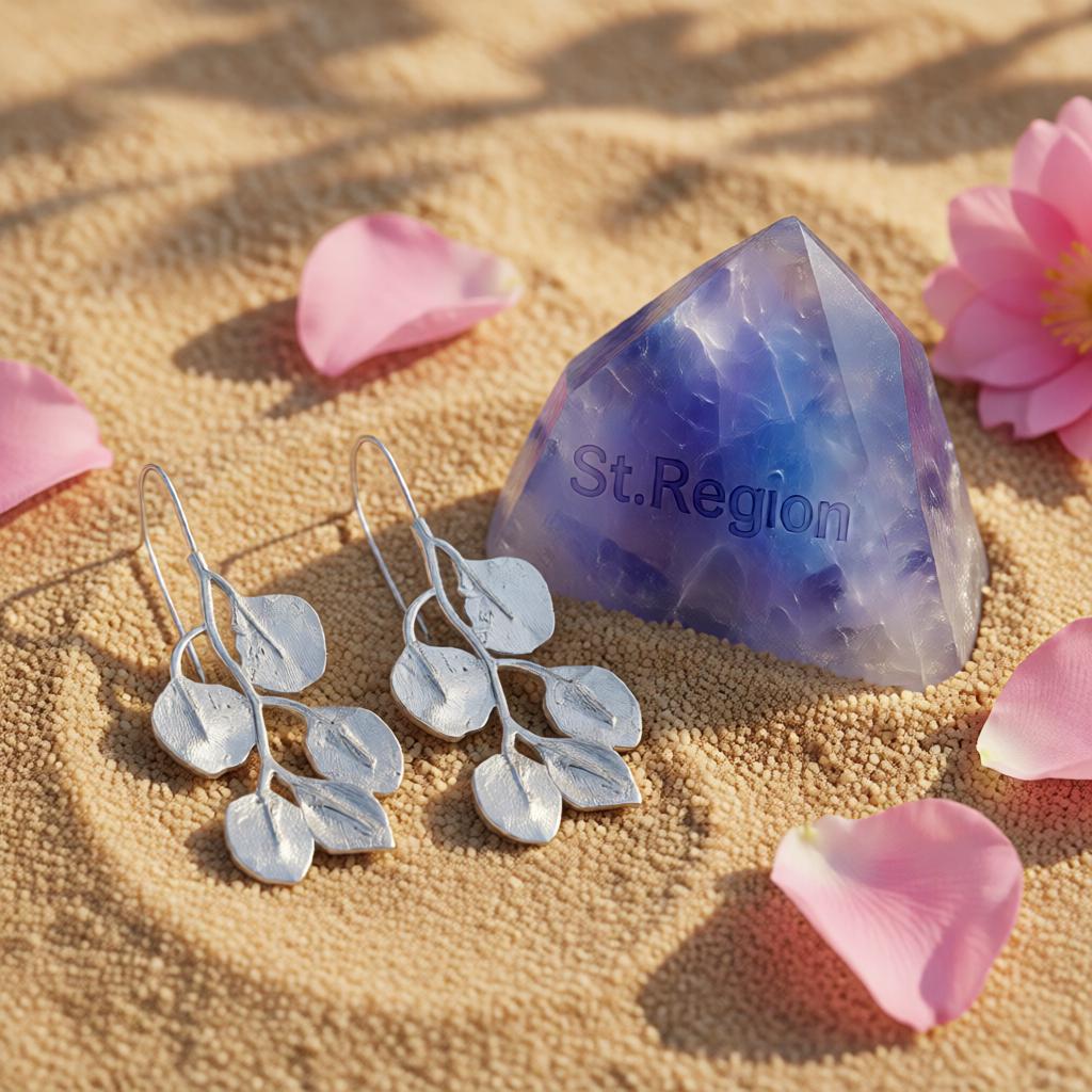 Silver-Plated Botanical Drop Earrings, silver drop earrings for women, botanical inspired, detail close-up