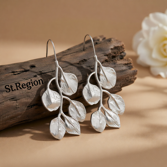 Silver-Plated Botanical Drop Earrings