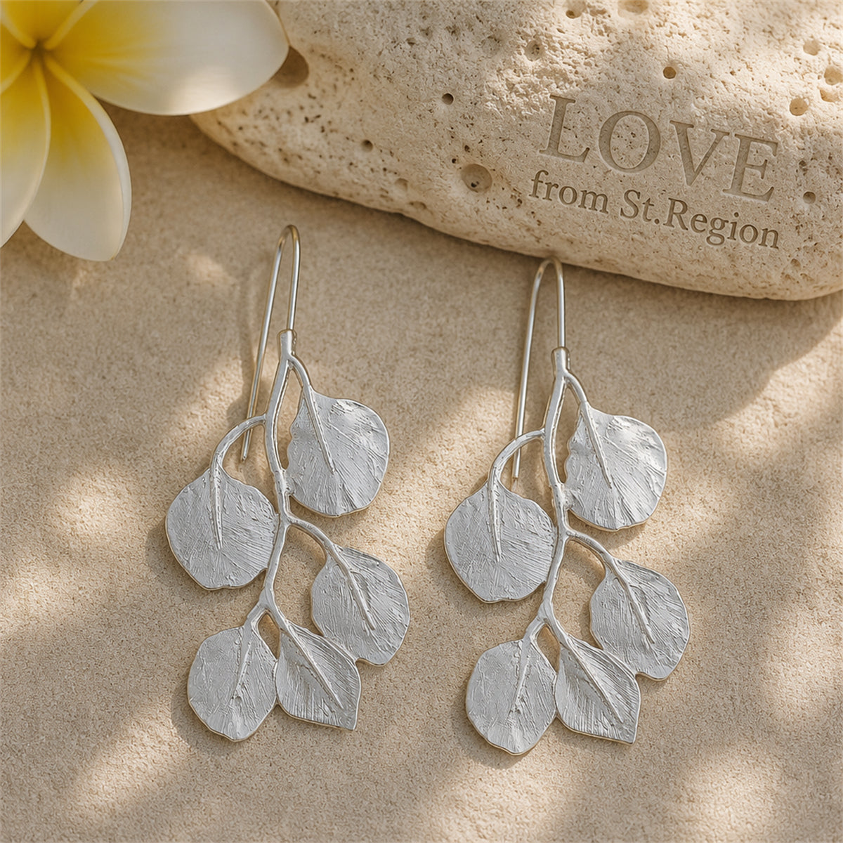 Silver-Plated Botanical Drop Earrings