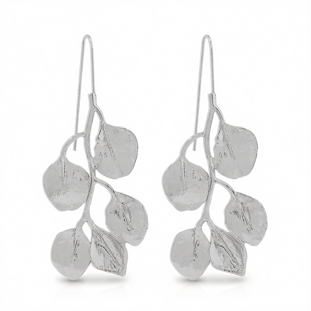 Silver-Plated Botanical Drop Earrings