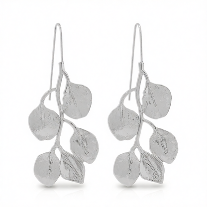 Silver-Plated Botanical Drop Earrings