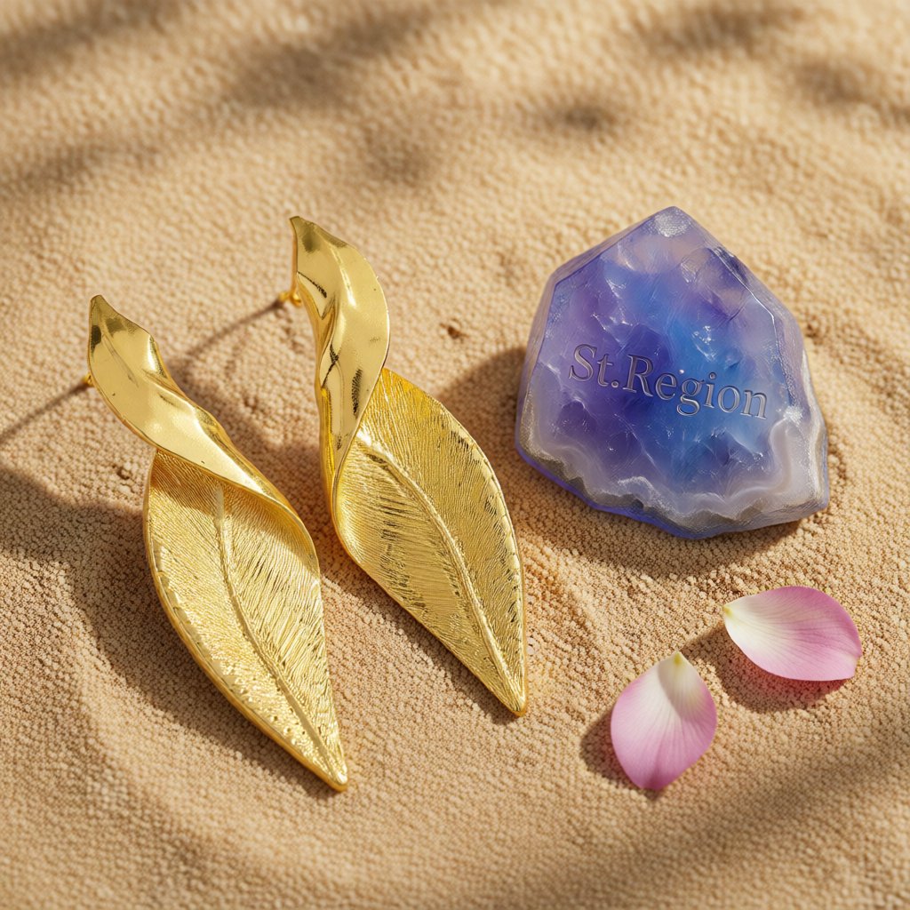 18K Gold-Plated Twisted Leaf Drop Earrings