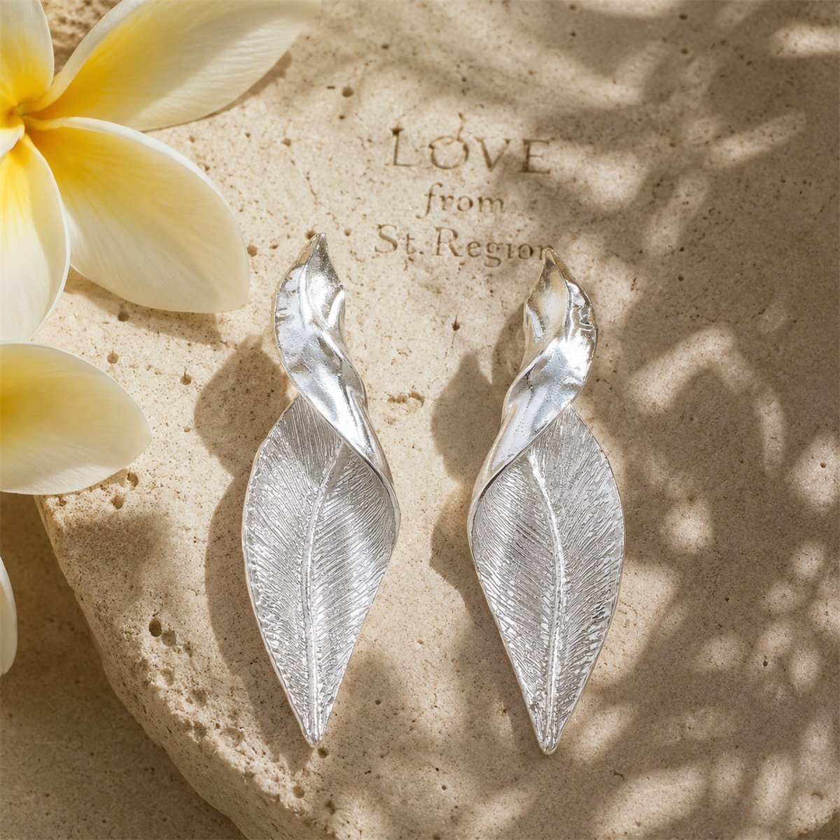 Silver-Plated Twisted Leaf Drop Earrings