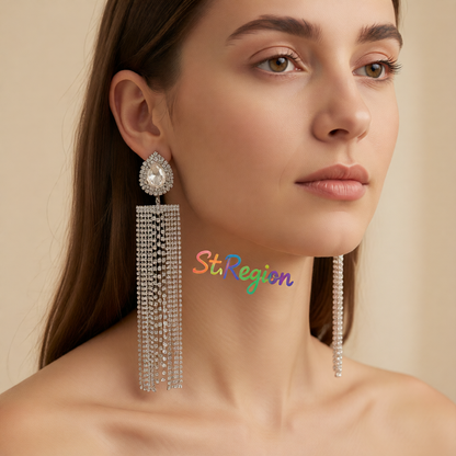 Cubic Zirconia & Crystal Silver-Plated Tassel Drop Earrings