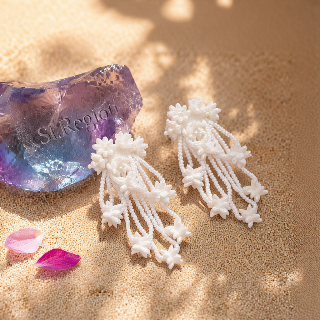 White Howlite & Acrylic Flower Cluster Drop Earrings
