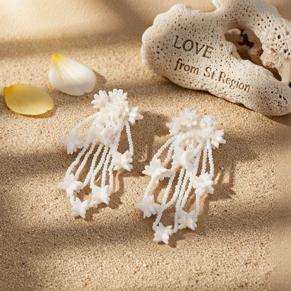 White Howlite & Acrylic Flower Cluster Drop Earrings