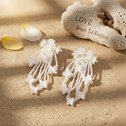 White Howlite & Acrylic Flower Cluster Drop Earrings