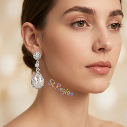 White Crystal & Cubic Zirconia Pear-Cut Drop Earrings