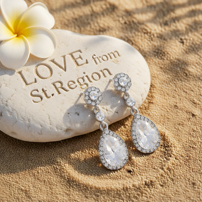 White Crystal & Cubic Zirconia Pear-Cut Drop Earrings