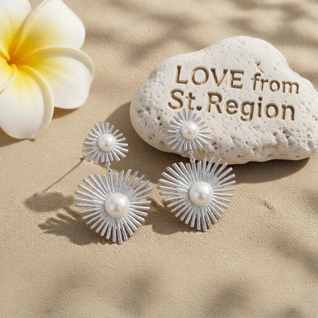 Pearl & Silver-Plated Spike Heart Drop Earrings