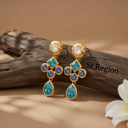 Crystal & 18K Gold-Plated Geometric Drop Earrings