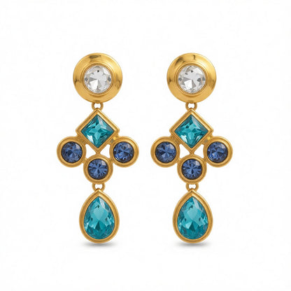 Crystal & 18K Gold-Plated Geometric Drop Earrings