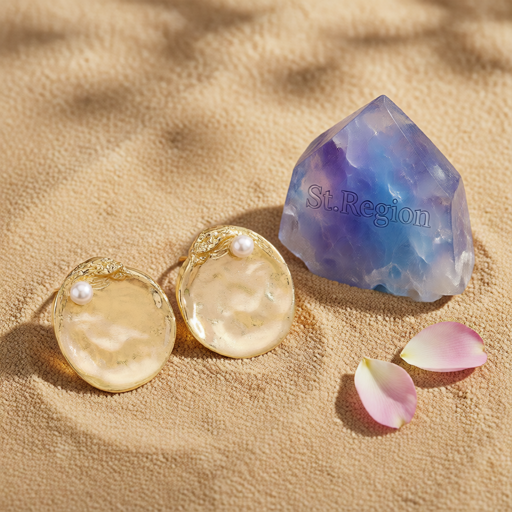 Pearl & 18K Gold-Plated Textured Round Stud Earrings