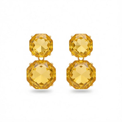 Yellow Crystal & 18K Gold-Plated Octagon Drop Earrings