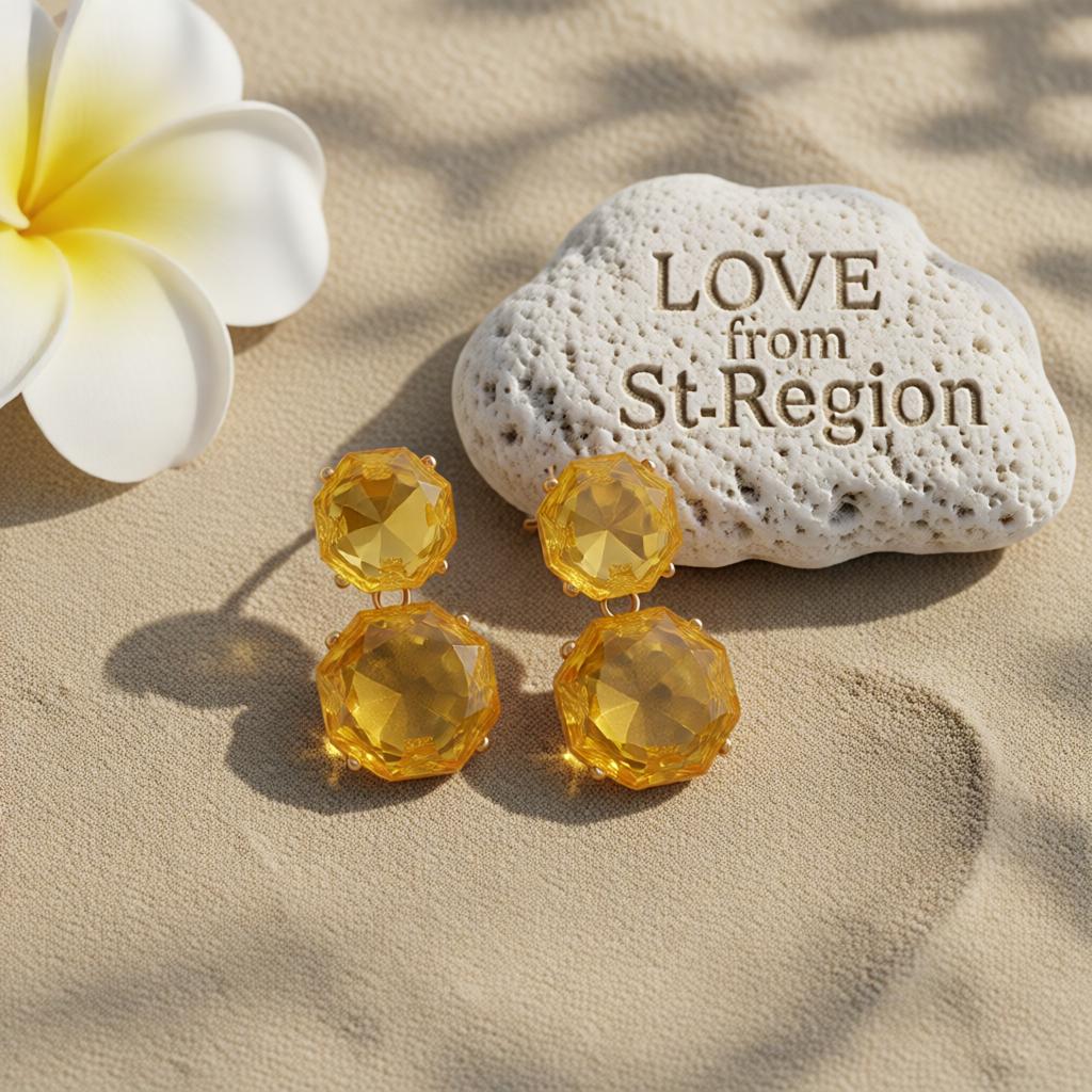 Yellow Crystal & 18K Gold-Plated Octagon Drop Earrings