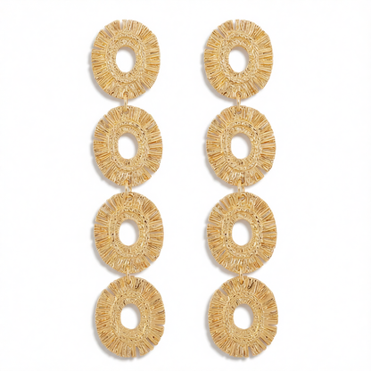 18K Gold-Plated Linked Textured-Oval Drop Earrings
