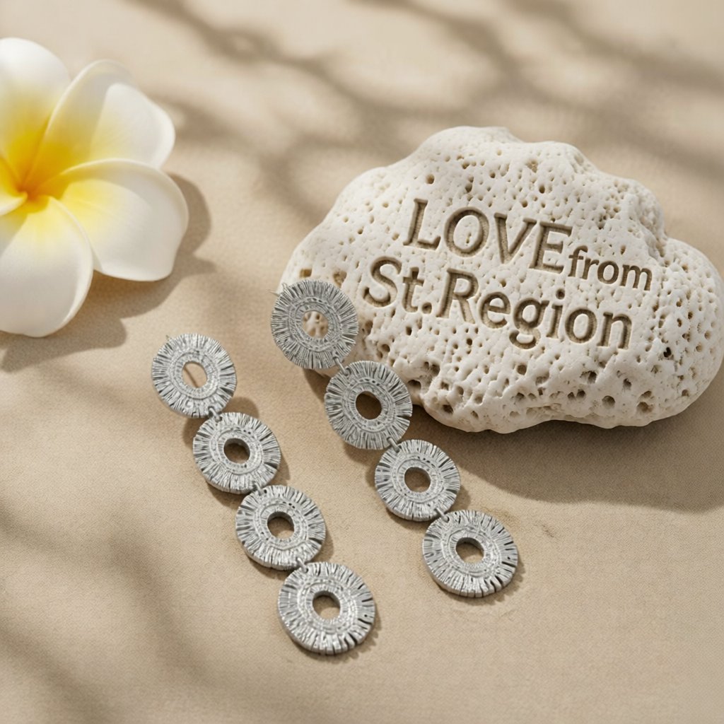Silver-Plated Linked Textured-Oval Drop Earrings