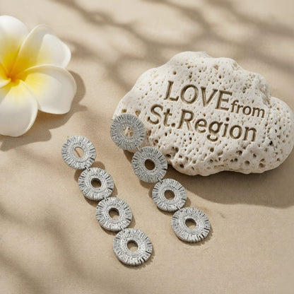 Silver-Plated Linked Textured-Oval Drop Earrings
