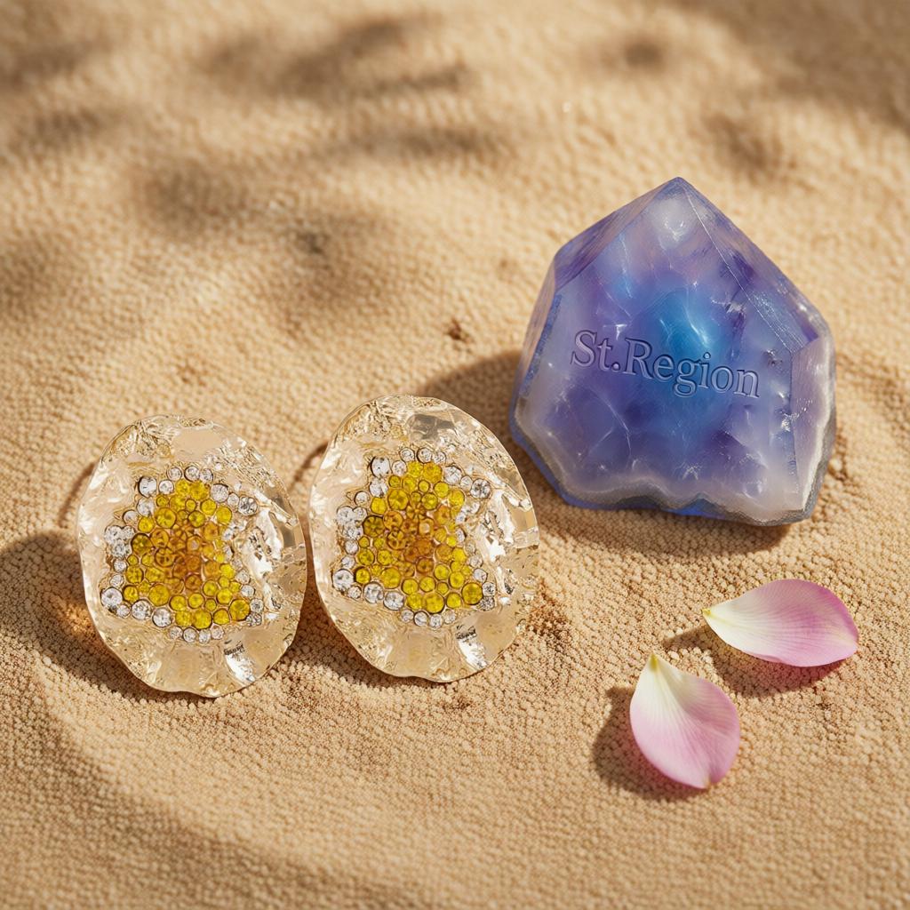 Yellow Cubic Zirconia and 18K Gold-Plated Textured Oval Stud Earrings, cubic zirconia stud earrings for women, detail clos...