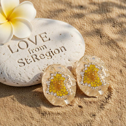 Yellow Cubic Zirconia and 18K Gold-Plated Textured Oval Stud Earrings, cubic zirconia stud earrings for women, lifestyle look