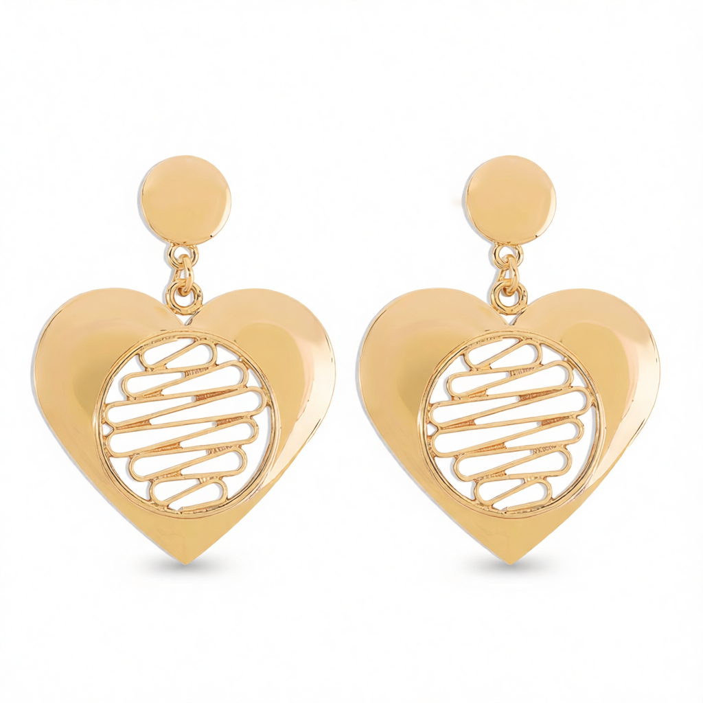 18K Gold-Plated Open Heart Drop Earrings