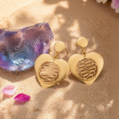 18K Gold-Plated Open Heart Drop Earrings