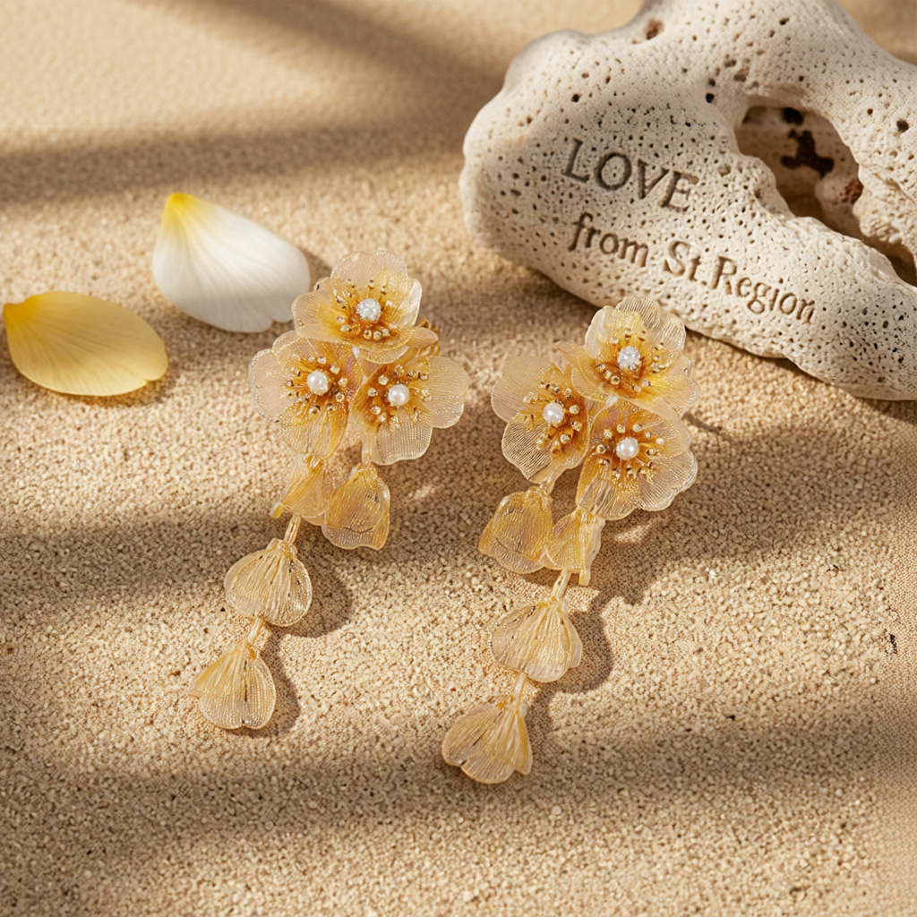Cubic Zirconia & 18K Gold-Plated Flower Cluster Drop Earrings