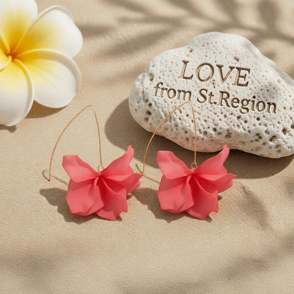 Pink Acrylic and Goldtone Petals Drop Earrings, elegant gift for her, lifestyle look