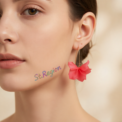 Pink Acrylic & Goldtone Petals Drop Earrings