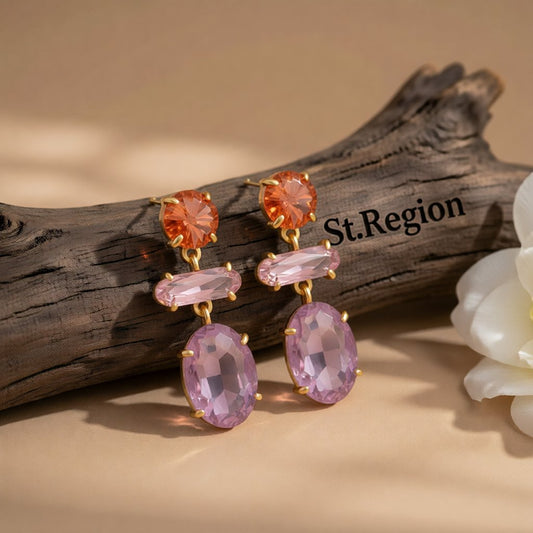 Purple Crystal & 18K Gold-Plated Drop Earrings