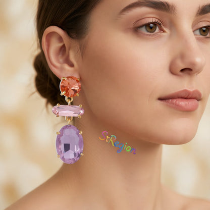 Purple Crystal & 18K Gold-Plated Drop Earrings