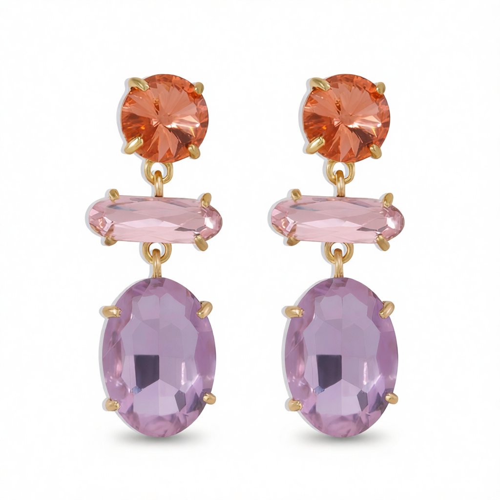 Purple Crystal & 18K Gold-Plated Drop Earrings