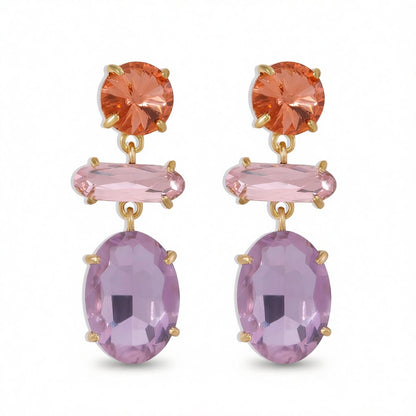 Purple Crystal & 18K Gold-Plated Drop Earrings