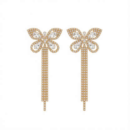 Clear Crystal & Cubic Zirconia 18K Gold-Plated Butterfly Drop Earrings