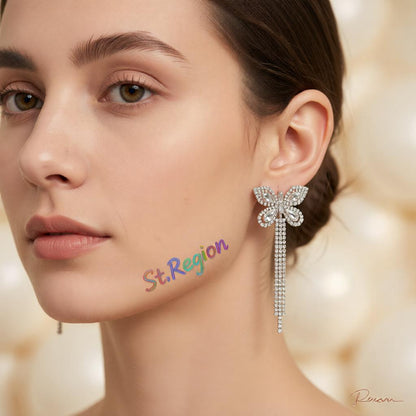 Crystal and Cubic Zirconia Silver-Plated Butterfly Drop Earrings, silver drop earrings for women, styled look