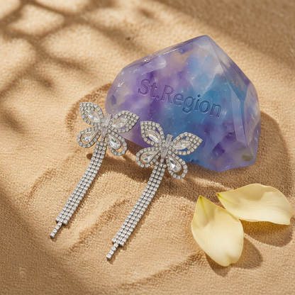 Crystal & Cubic Zirconia Silver-Plated Butterfly Drop Earrings