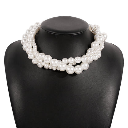 Pearl and Silver-Plated Interlocked Necklace, silver pendant necklace for women, vintage-inspired design, styled look