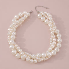 Pearl & Silver-Plated Interlocked Necklace