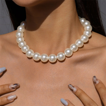 Pearl and Silver-Plated Necklace, silver pendant necklace for women, everyday style, front view