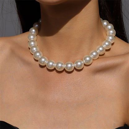 Pearl and Silver-Plated Necklace, silver pendant necklace for women, everyday style, side view