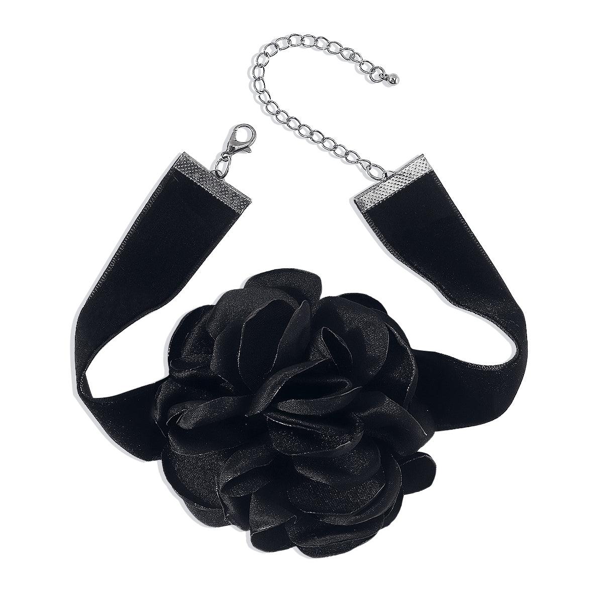 Black Rose Choker Necklace, chunky choker necklace, botanical inspired, front view