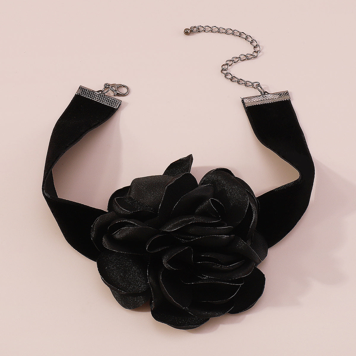 Black Rose Choker Necklace, chunky choker necklace, botanical inspired, side view